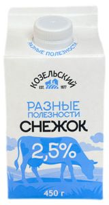 Изображение товара Напиток кисломолочный Снежок «Козельское молоко» охлажденный 2,5% БЗМЖ, 450 мл