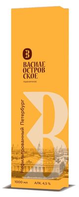 Изображение товара Пиво «Василеостровское» Пшеничное светлое пастеризованное нефильтрованное, 1 л