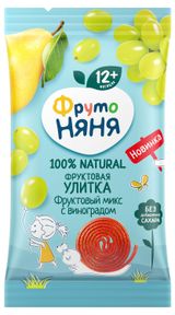 Изображение товара Фруктовые кусочки «ФрутоНяня» Улитка с виноградом, 15 г