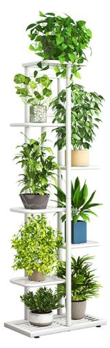 Изображение товара Подставка для цветов металлическая Garden Show 8 мест белая, 41х22х126 см