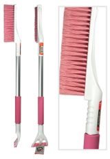 Изображение товара Щетка для снега cо скребком Li-Sa LS212/2 поролоновая ручка расщепленная щетина бело-розовая, 91,5 см