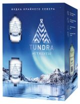 Изображение товара Водка Tundra Authentic с 2 стопками в подарочной упаковке Россия, 0,5 л