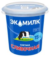 Изображение товара Сметана «Экомилк» 15% БЗМЖ, 300 г