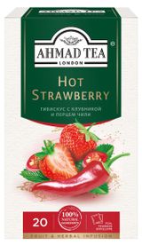 Изображение товара Чай травяной Ahmad Tea Hot Strawberry Гибискус с клубникой и ароматом чили в пакетиках, 20 шт х 1,8 г