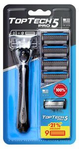 Изображение товара Бритва мужская TopTech Pro 5 1 ручка и 9 сменных кассет