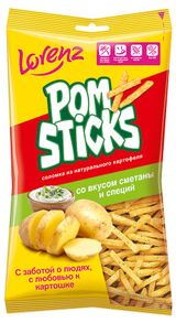 Изображение товара Чипсы картофельные соломкой Lorenz Pomsticks со вкусом сметаны и специй, 100 г