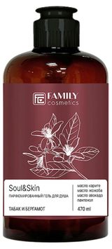 Изображение товара Гель для душа Family Cosmetics soul&skin парфюмированный табак и бергамот, 470 мл