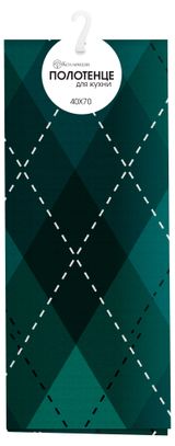 Изображение товара Полотенце кухонное  «Коллекция» Ромбы зеленое, 40х70 см