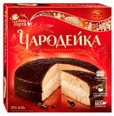 Изображение товара Торт бисквитный «Черемушки» Чародейка с шоколадной глазурью, 650 г