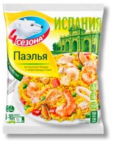 Изображение товара Овощная смесь Паэлья Испания «4 Сезона» Испанское блюдо рис филе грудки цыпленка с морепродуктами замороженная, 600 г