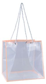 Изображение товара Сумка-пакет подарочная для цветов и подарков «Азалия Декор» пластик с каймой прозрачно-розовый, 25x25x22 см