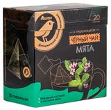 Изображение товара Чай черный АШАН Золотая птица с мятой в пирамидках, 20 шт х 2 г