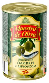 Изображение товара Оливки Maestro de Oliva с анчоусом Испания, 300 г