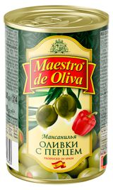 Изображение товара Оливки Maestro de Oliva с перцем Испания, 300 г