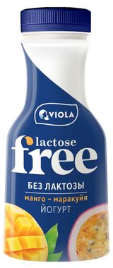 Изображение товара Йогурт питьевой Viola Lactose Free манго маракуйя безлактозный 1,1% БЗМЖ, 270 г