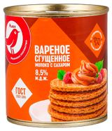 Изображение товара Молоко сгущенное АШАН Красная птица Вареное с сахаром 8,5% ГОСТ БЗМЖ, 370 г