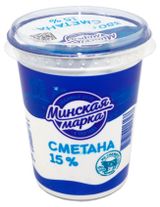 Изображение товара Сметана «Минская марка» 15% БЗМЖ Беларусь, 380г