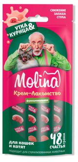 Изображение товара Крем-лакомство для кошек и котят Molina утка курица, 48 г