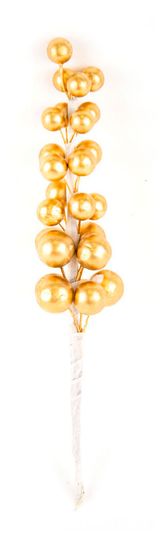Изображение товара Ветка декоративная с ягодами золотой, H19 см