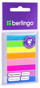 Изображение товара Флажки-закладки Berlingo самоклеящиеся неоновые 45х8 мм, 160 листов