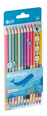 Изображение товара Карандаши цветные Berlingo SuperSoft Pastel пастельные двусторонние, 24 цвета, 12 шт