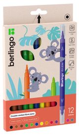 Изображение товара Фломастеры двусторонние Berlingo Double смываемые, 12 цветов, 12 штук