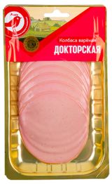 Изображение товара Колбаса вареная АШАН Красная птица Докторская нарезка, 150 г