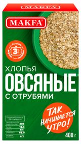 Изображение товара Хлопья овсяные Makfa с отрубями, 400 г