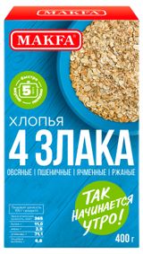 Изображение товара Хлопья злаковые Makfa 4 злака, 400 г