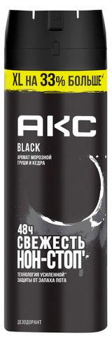 Изображение товара Дезодорант парфюмированный мужской «Акс» Black защита от запаха пота 48 ч спрей, 200 мл
