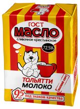 Изображение товара Масло сливочное «Тольяттимолоко» Крестьянское ГОСТ 72,5% БЗМЖ, 180 г