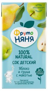 Изображение товара Сок «ФрутоНяня» яблоко и груша с мякотью с 3-х лет, 500 мл
