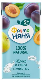 Изображение товара Нектар «ФрутоНяня» яблочно-сливовый с мякотью с 5 месяцев, 200 мл