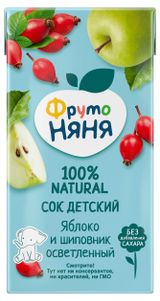 Изображение товара Сок «ФрутоНяня» яблоко и шиповник осветленный с 3-х лет, 500 мл