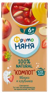 Изображение товара Компот «ФрутоНяня» яблоко клубника с 6 мес., 200 мл