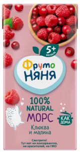 Изображение товара Морс «ФрутоНяня» клюква и малина с 5 месяцев, 200 мл
