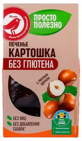 Изображение товара Печенье АШАН Красная птица Картошка с лесным орехом без глютена, 96 г
