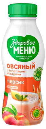 Изображение товара Йогурт питьевой «Здоровое меню» Овсяный персик, 250 мл