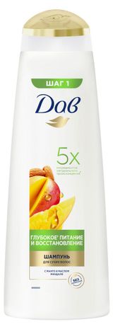 Изображение товара Шампунь для сухих волос женский «Дав» Глубокое питание и восстановление с манго, 380 мл