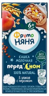 Изображение товара Каша молочная «ФрутоНяня» пять злаков с персиком с 6 мес., 200 мл