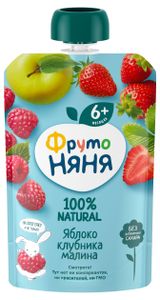 Изображение товара Десерт «ФрутоНяня» из яблок клубники и малины c 6 мес., 90 г