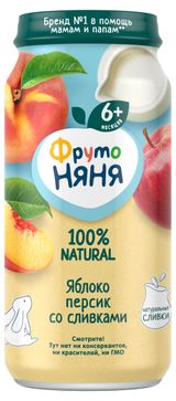 Изображение товара Пюре «ФрутоНяня» из яблок и персиков со сливками с 6 мес., 250 г