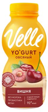 Изображение товара Продукт овсяный Velle Vegan Йогурт питьевой ферментированный вишня охлажденный, 250 г