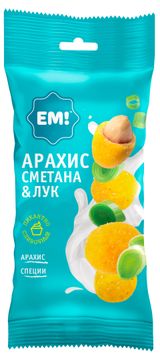 Изображение товара Арахис «ЕМ!» в хрустящей оболочке сметана и лук, 60 г