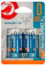 Изображение товара Батарейки АШАН Красная птица Perfomance LR20, 2 шт