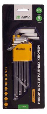 Изображение товара Набор шестигранных ключей Ultima шаровые удлиненные, 9 шт