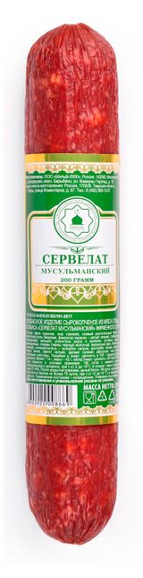 Изображение товара Колбаса сырокопченая «Шельф» Сервелат Мусульманский халяль ~ 400 г