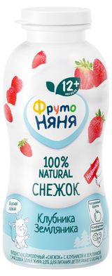 Изображение товара Снежок «ФрутоНяня» клубника, земляника 2,0% с 12 мес., 200 г