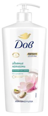 Изображение товара Крем-гель для душа «Дав» Бессульфатный фисташковый крем и магнолия с сывороткой тройного увлажнения, 610 мл