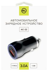 Изображение товара Автомобильное зарядное устройство Red Line AC-22 USB + TYPE-C черный